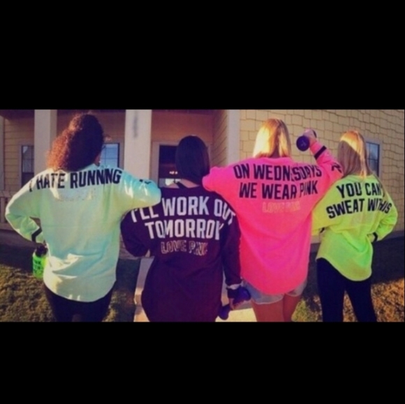 Victoria's Secret Maroon Burgundy Campus Crew Varsity I'll workout tomorrow m - Picture 1 of 4